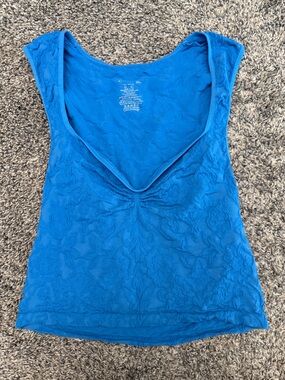 Free People Bright Blue Textured Tank Top